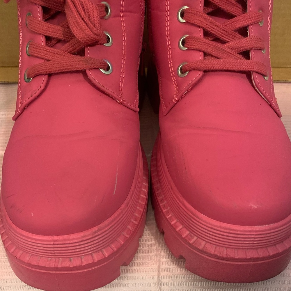 Hot Pink (Size US 7.5) Unisex Combat Boots - Picture 6 of 7
